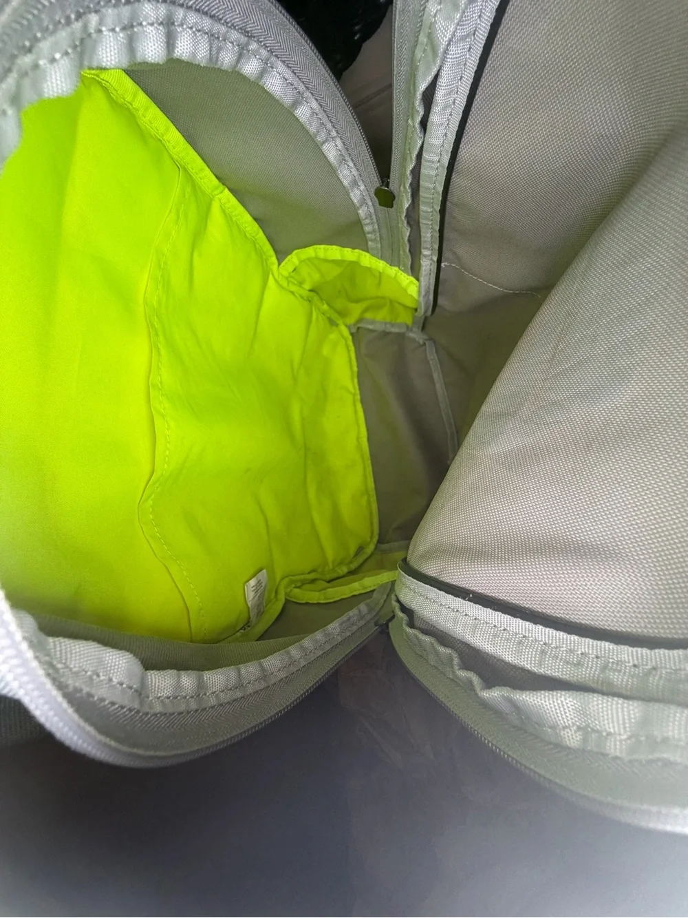 Nike Light Gray Backpack with Bright Orange Logo and Neon Accents